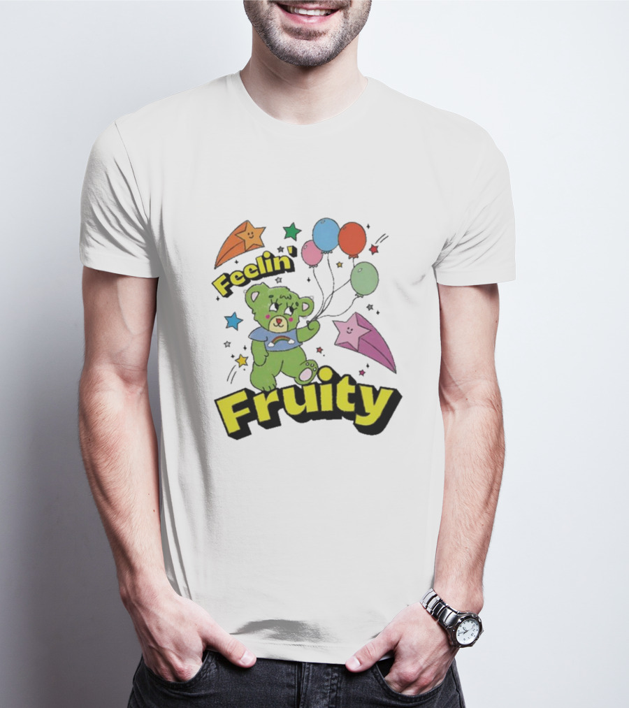 Smile Cult Store Feelin’ Fruity Bear With Balloons And Stars T-Shirt
