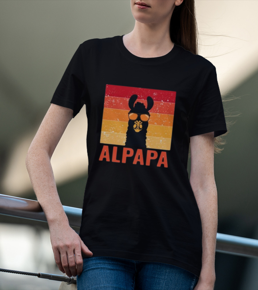 Vintage Groovy Alpapa Father's Day Llama T-Shirt