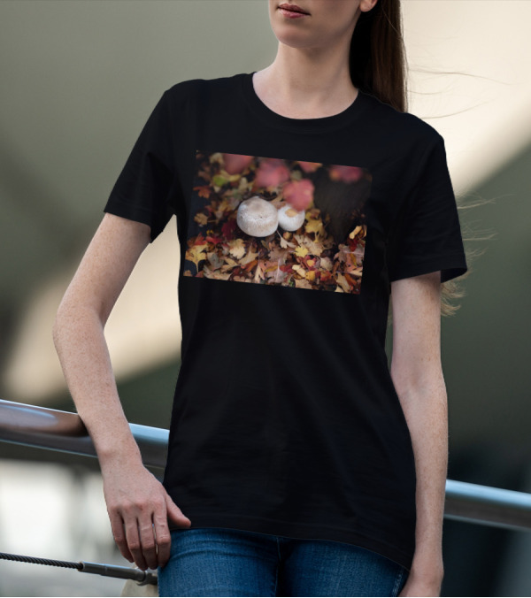 Autumn's Reward Mushrooms Amidst Fall Leaves T-Shirt