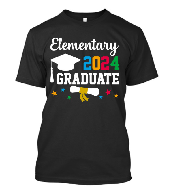Elementary 2024 Graduate Cap Diploma Stars T-Shirt