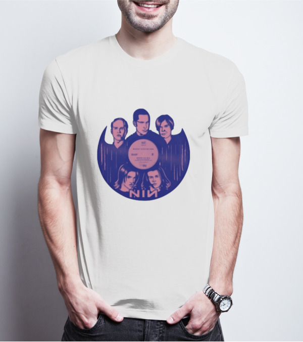 Nin Nine Inch Nails Band Vinyl Record T-Shirt