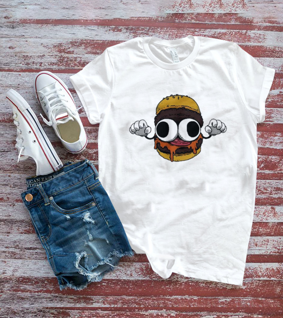 Devolver Digital Burgermon Dripping Cheese Cartoon Character T-Shirt