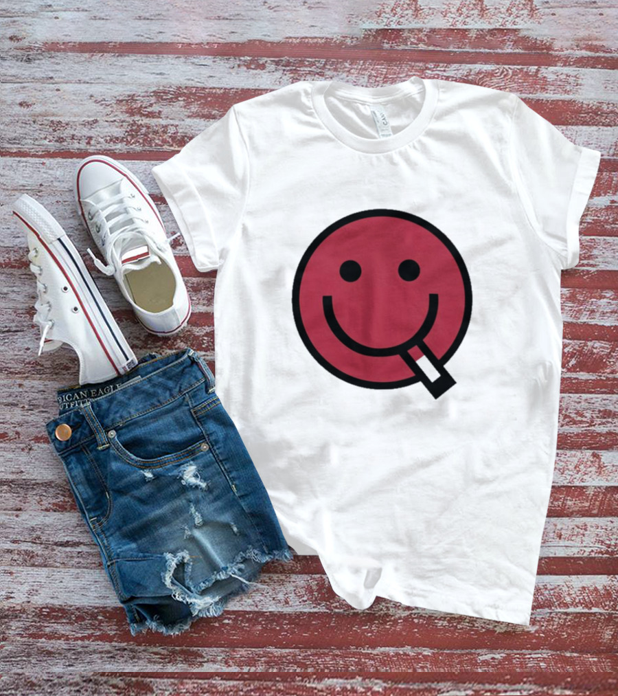 Devolver Digital Cyggy Smiley Face Icon With Cigarette T-Shirt