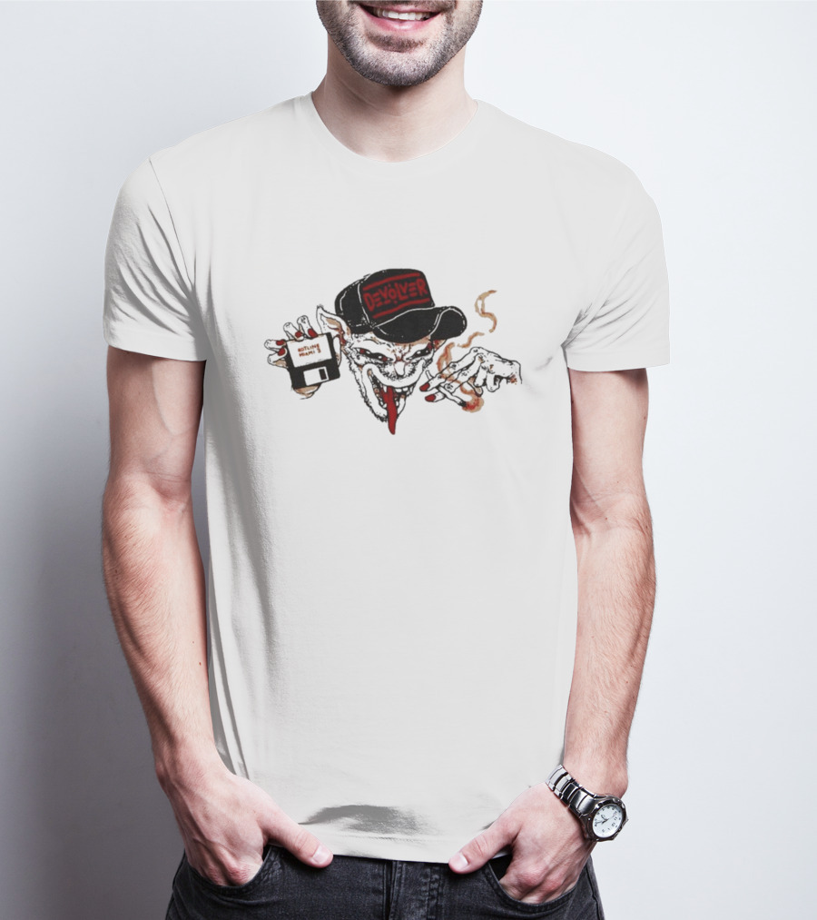 Devolver Goblin Smoking With Floppy Disk In Hand T-Shirt