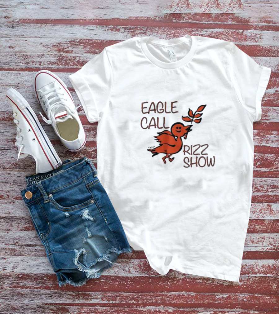 Eagle Call Rizz Show Orange Bird Holding Leaf T-Shirt