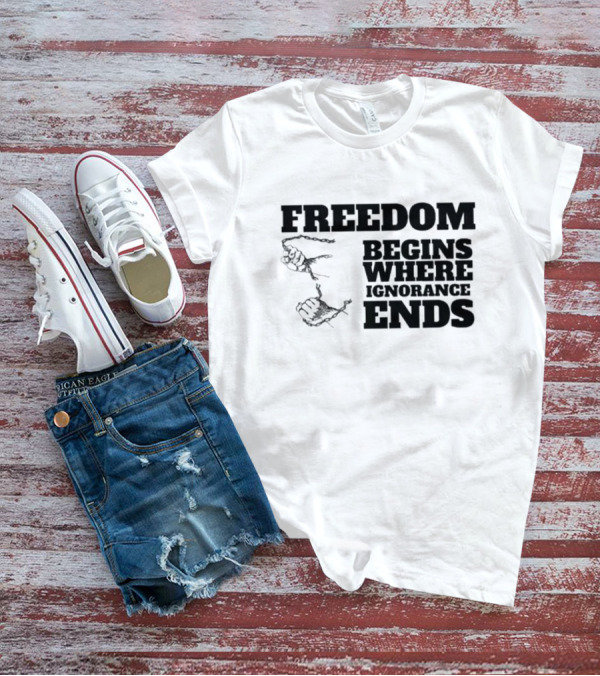 Freedom Begins Where Ignorance Ends Hands Breaking Free Chains T-Shirt