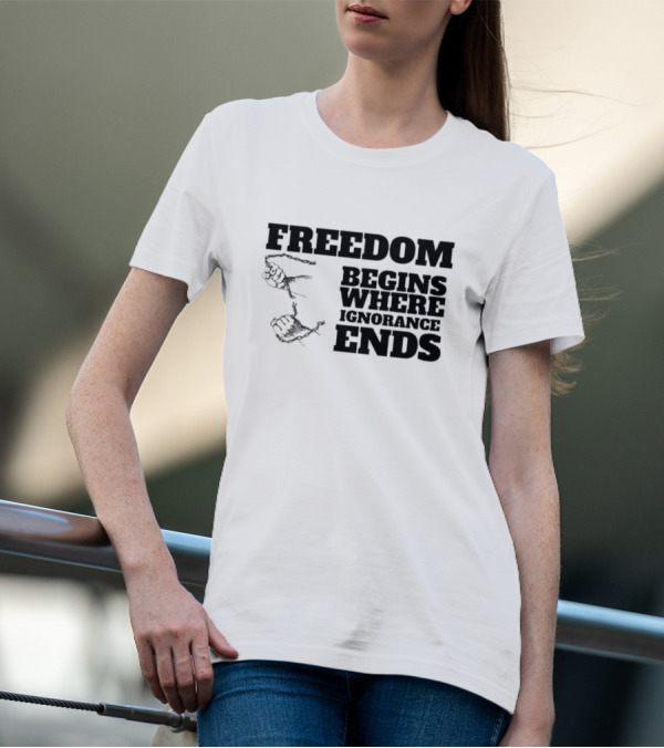 Freedom Begins Where Ignorance Ends Hands Breaking Free Chains T-Shirt