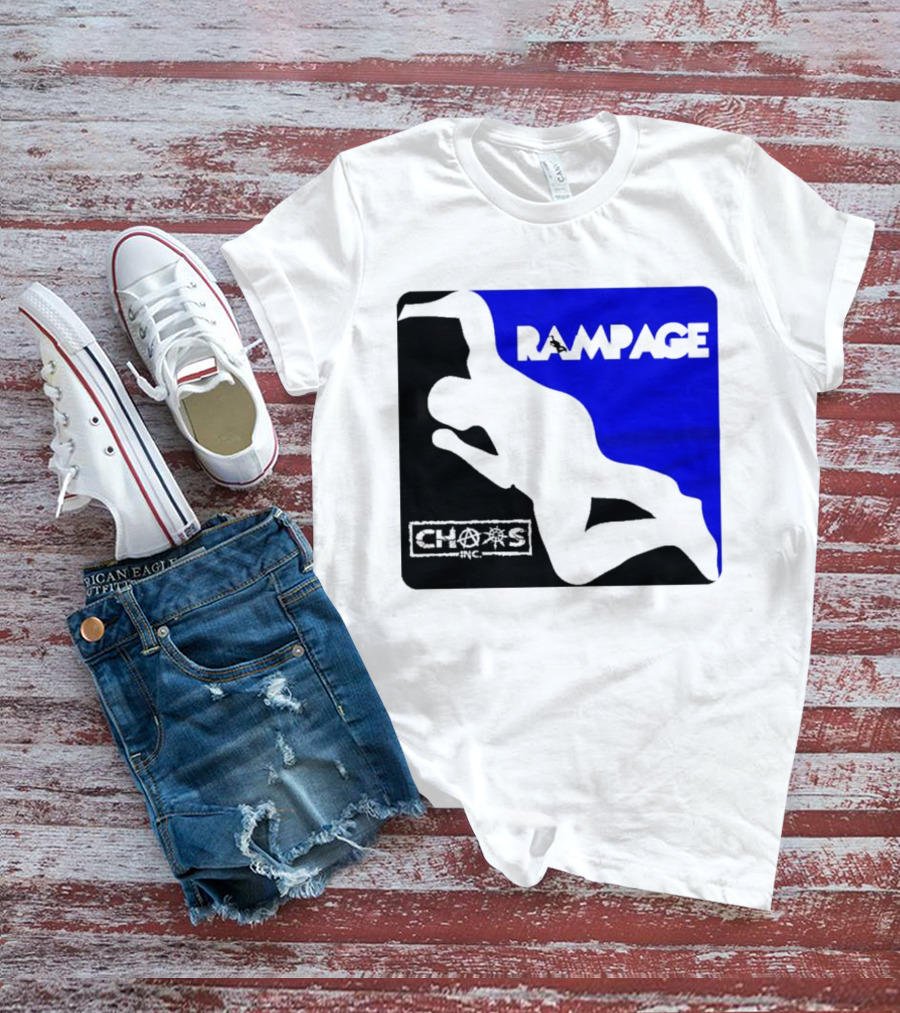 Rampage Chaos Inc Silhouette Blue Background T-Shirt