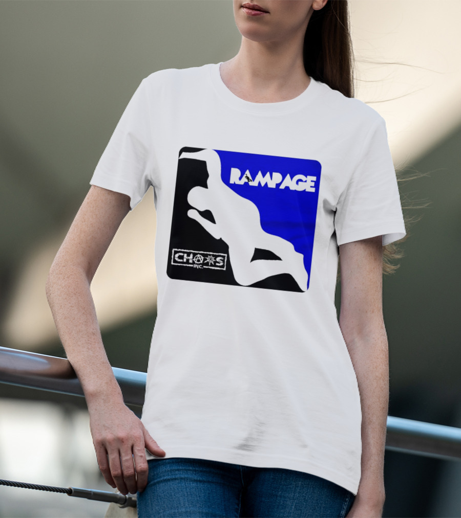 Rampage Chaos Inc Silhouette Blue Background T-Shirt