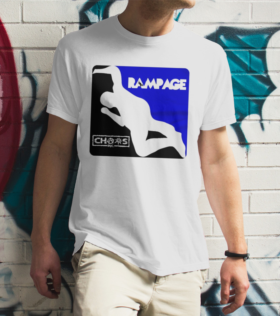 Rampage Chaos Inc Silhouette Blue Background T-Shirt