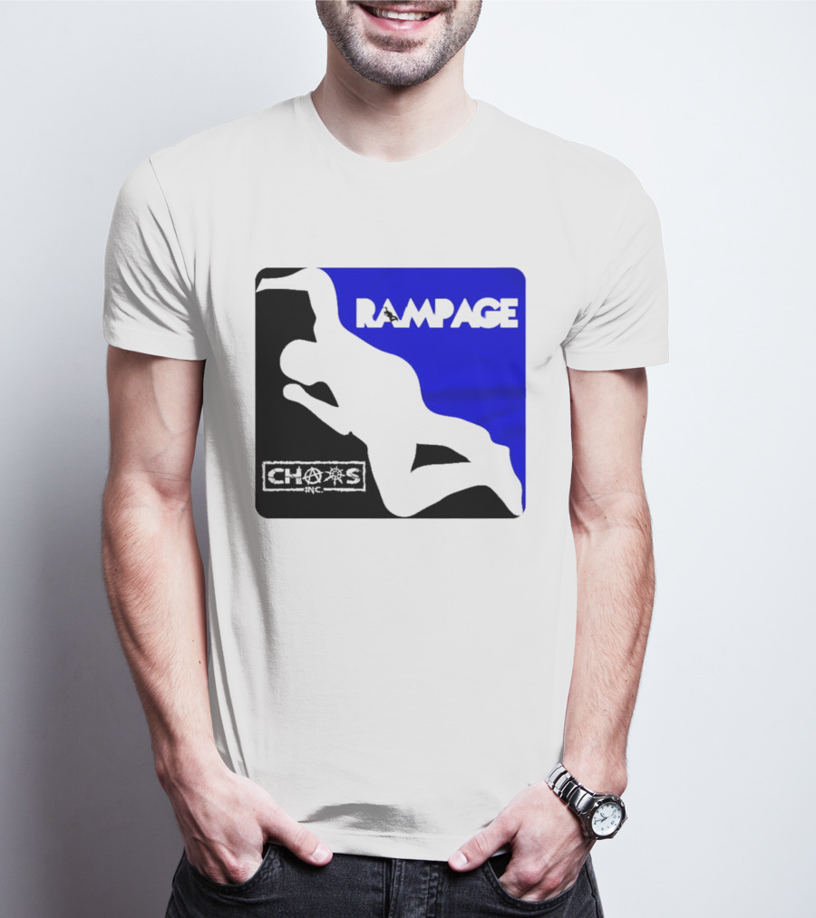 Rampage Chaos Inc Silhouette Blue Background T-Shirt