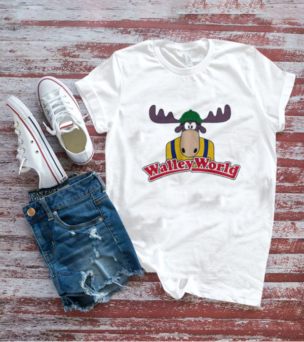 Walley World Moose Character Emblem In Vintage Style With Green Hat And Yellow Vest T-Shirt