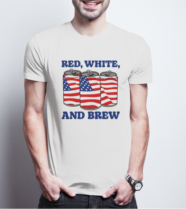 Middleclassfancy Red White And Brew American Flag Beer Cans T-Shirt