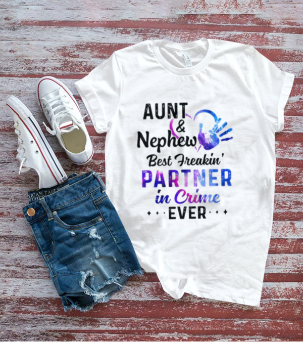 Aunt And Nephew Best Freakin’ Partner In Crime Ever Handprint Heart T-Shirt