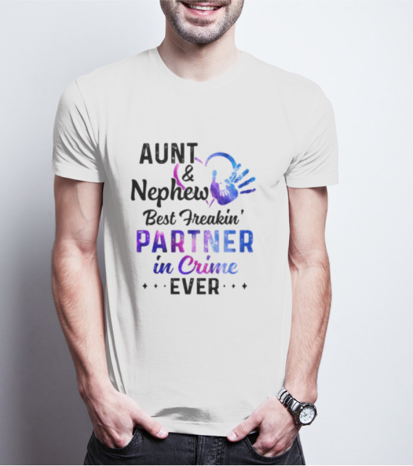 Aunt And Nephew Best Freakin’ Partner In Crime Ever Handprint Heart T-Shirt