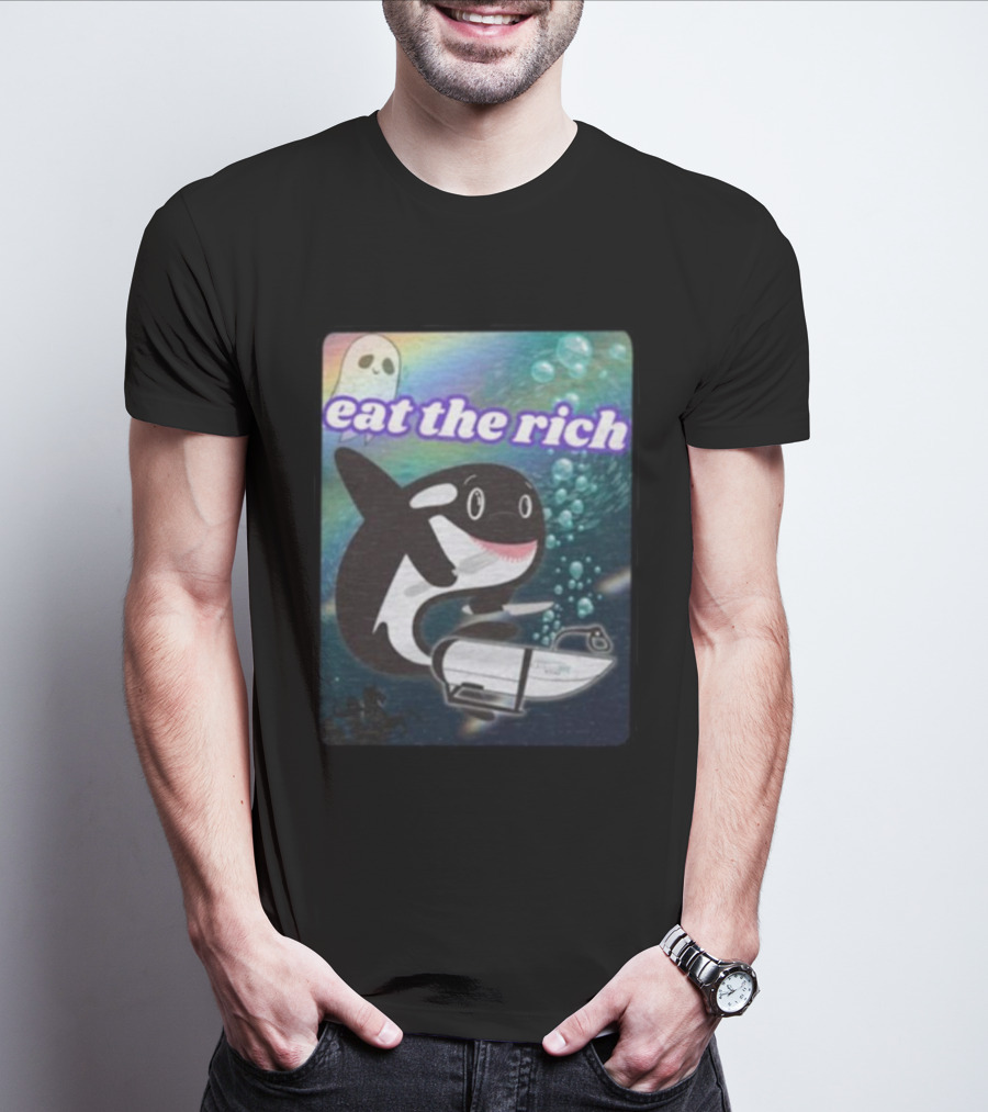 Eat The Rich Oceangate Killer Whale Submarine Ghost T-Shirt