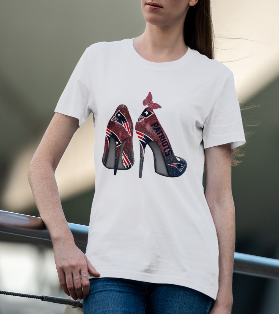 New England Patriots Glitter High Heel Butterfly T-Shirt