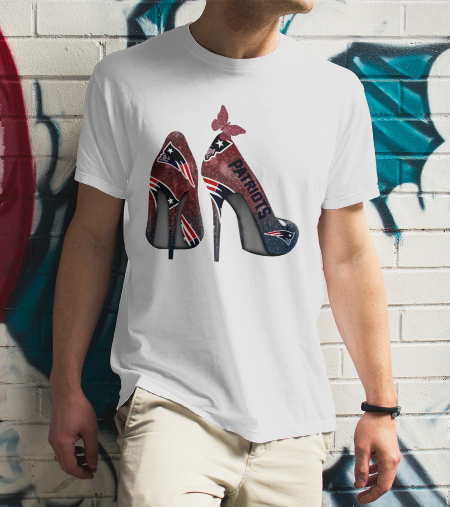 New England Patriots Glitter High Heel Butterfly T-Shirt