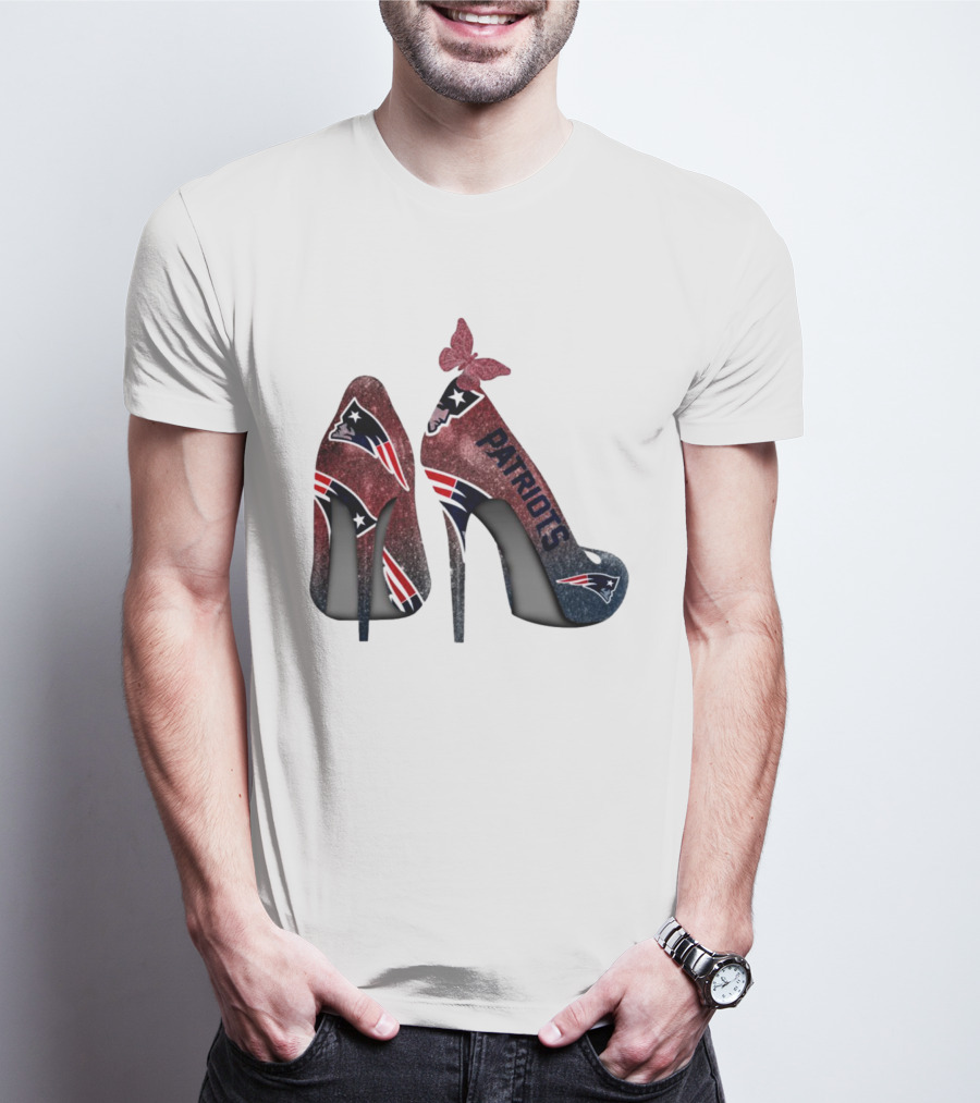 New England Patriots Glitter High Heel Butterfly T-Shirt