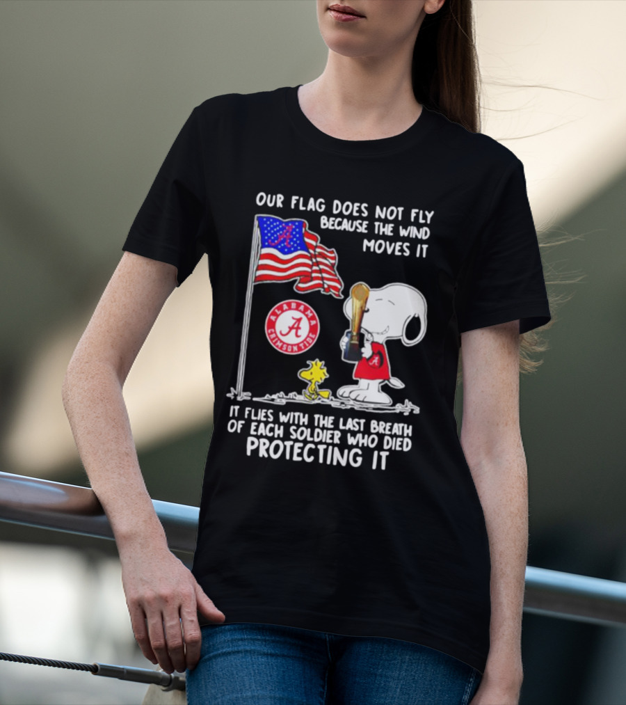 Our Flag Snoopy Alabama Crimson Tide Soldier Protecting T-Shirt