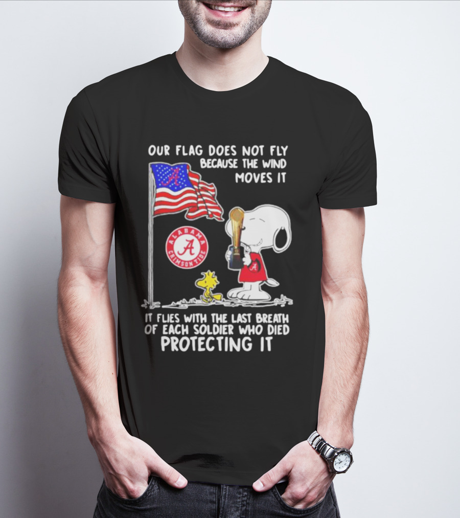 Our Flag Snoopy Alabama Crimson Tide Soldier Protecting T-Shirt