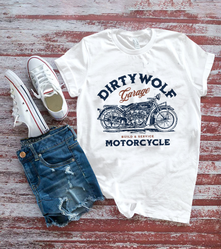 Dirtywolf Garage Motorcycle Build And Service T-Shirt