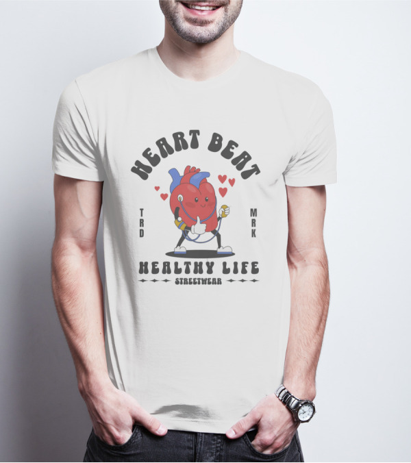 Heart Beat Groovy Healthy Life Streetwear T-Shirt
