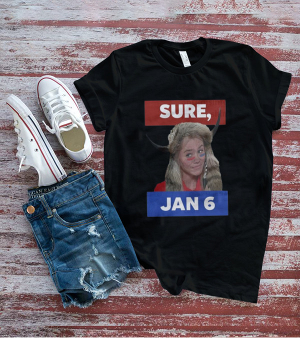 Jim Stewartson Anti-Disinfo Activist Sure Jan 6 Horned Headdress Red Blue Face Paint T-Shirt