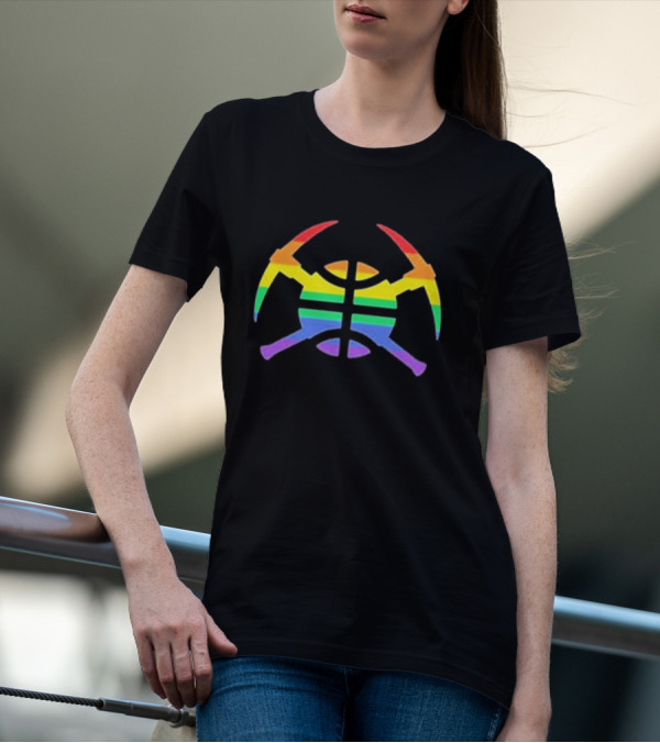 Nuggets Pride Pickaxes Rainbow Basketball T-Shirt