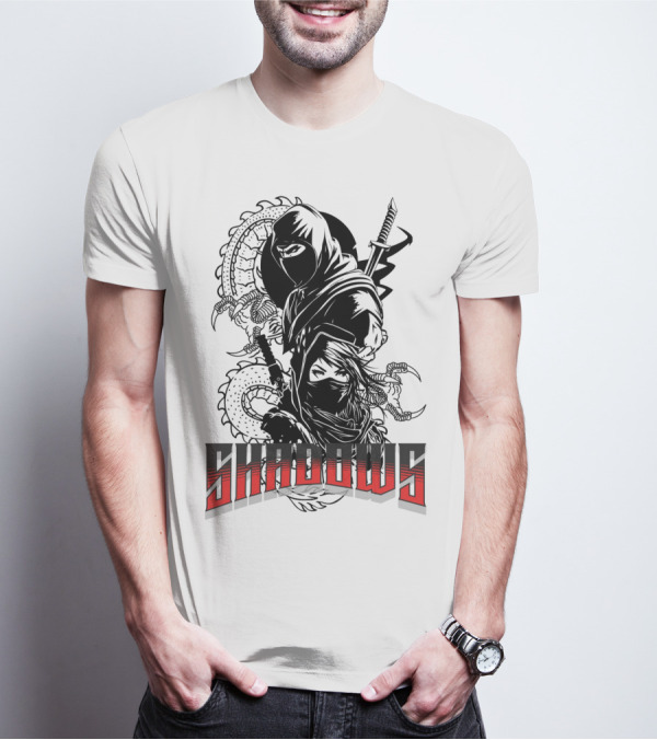 Shadows Ninja Warriors With Swords And Serpents T-Shirt