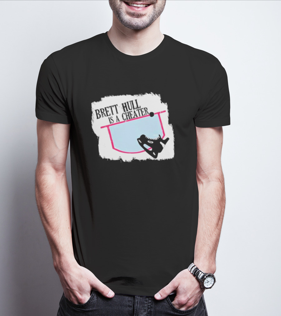 Brett Hull Is A Cheater Hockey Net And Skate T-Shirt
