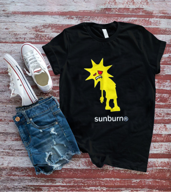 Sunburn Tired Cartoon Sun With Red Eyes And Trademark T-Shirt