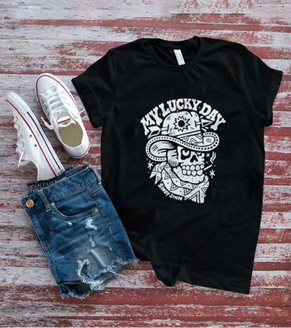 Sindy Sinn My Lucky Day Skull Cowboy Bandana T-Shirt