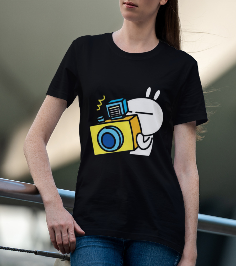 Tuzki Rabbit Camera Cartoon Character Photography T-Shirt