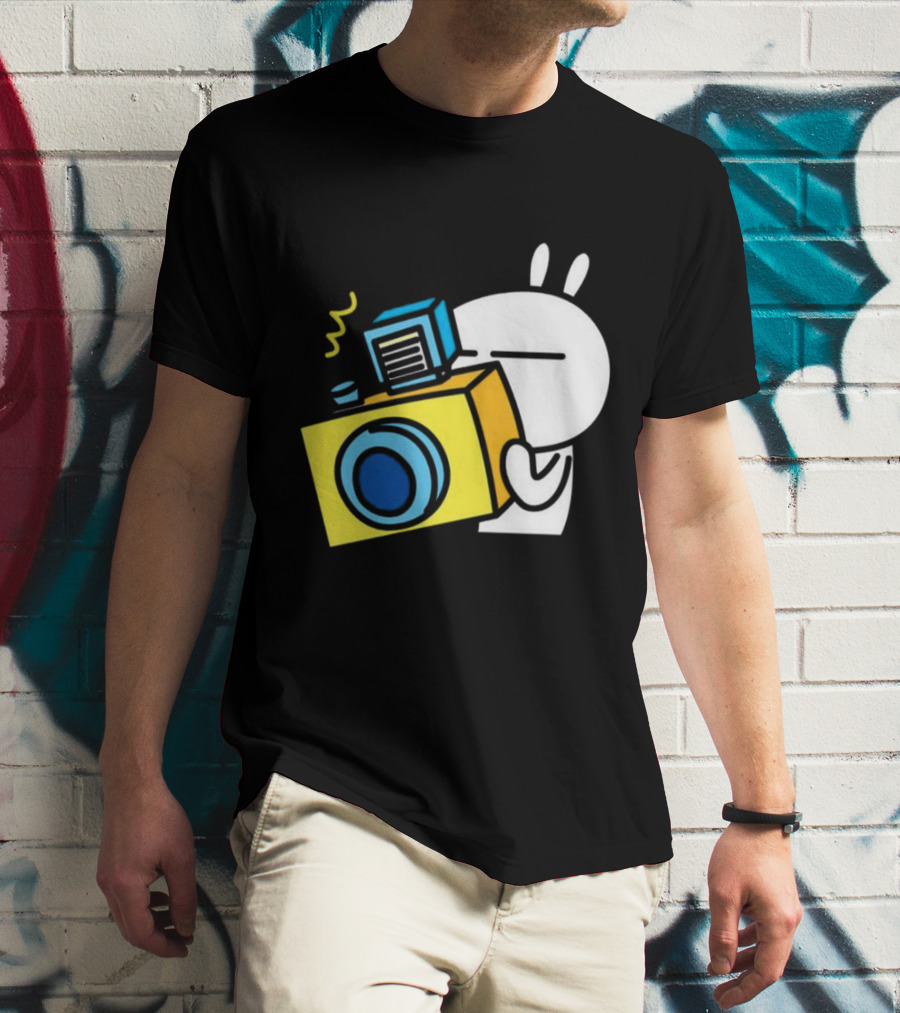 Tuzki Rabbit Camera Cartoon Character Photography T-Shirt