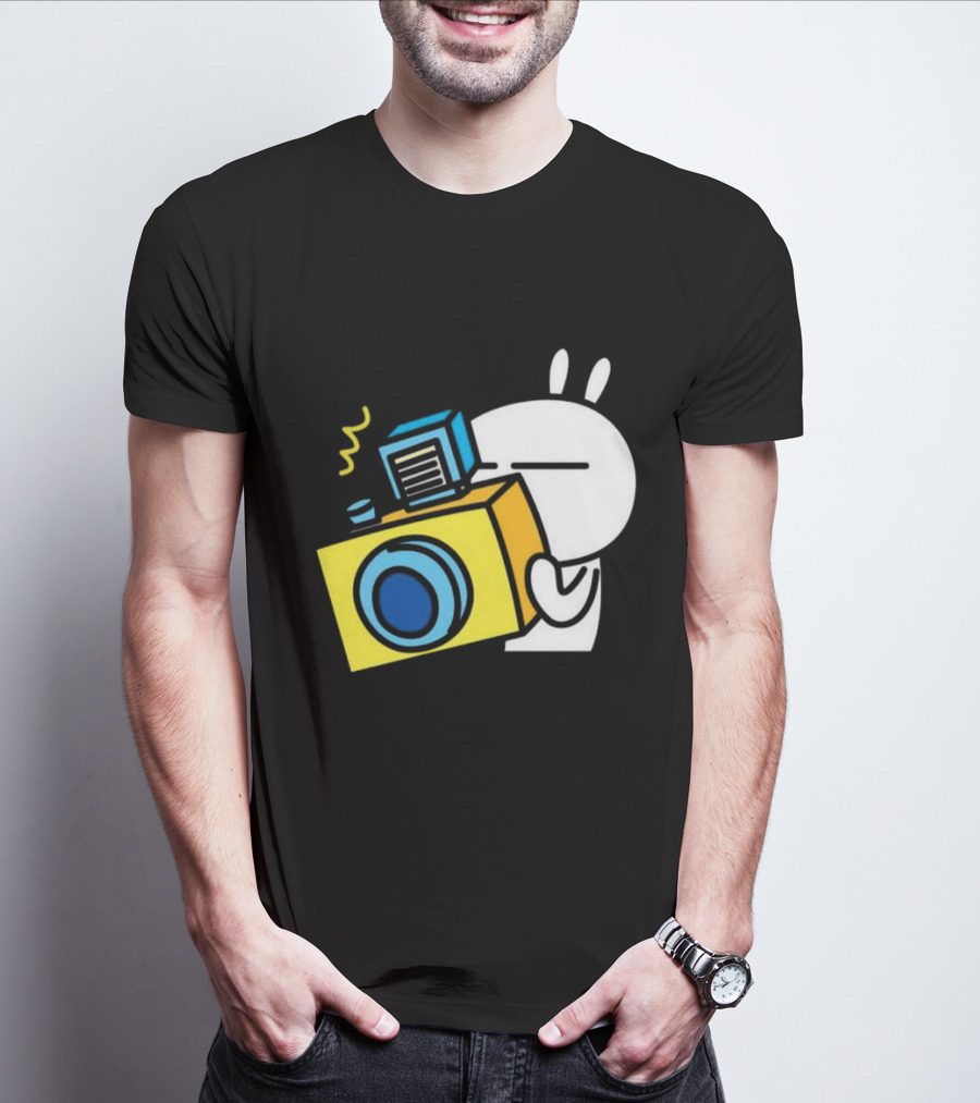 Tuzki Rabbit Camera Cartoon Character Photography T-Shirt