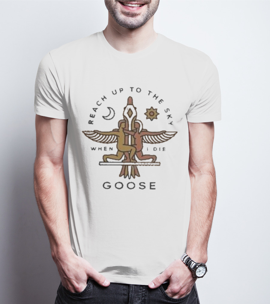 Goose The Band Merch Reach Up To The Sky When I Die Moon Sun Winged Figures T-Shirt
