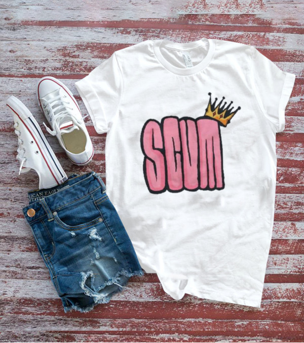 SCUM Pink Text With Gold Crown T-Shirt