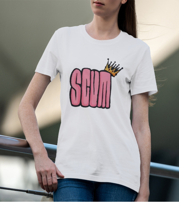 SCUM Pink Text With Gold Crown T-Shirt