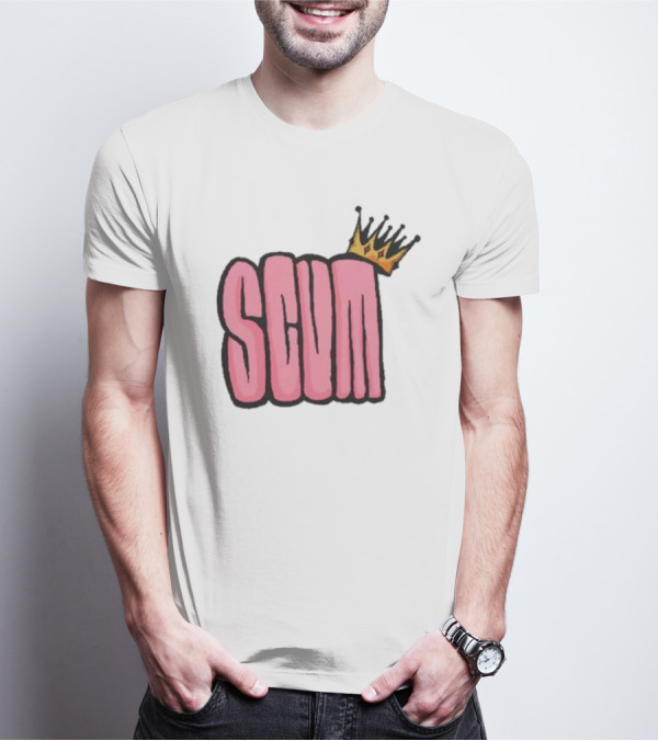 SCUM Pink Text With Gold Crown T-Shirt