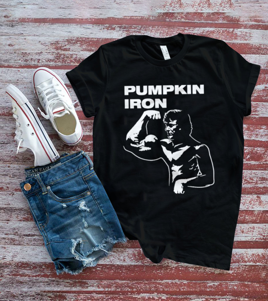 Pumpkin Iron Bodybuilder Flexing Muscles T-Shirt
