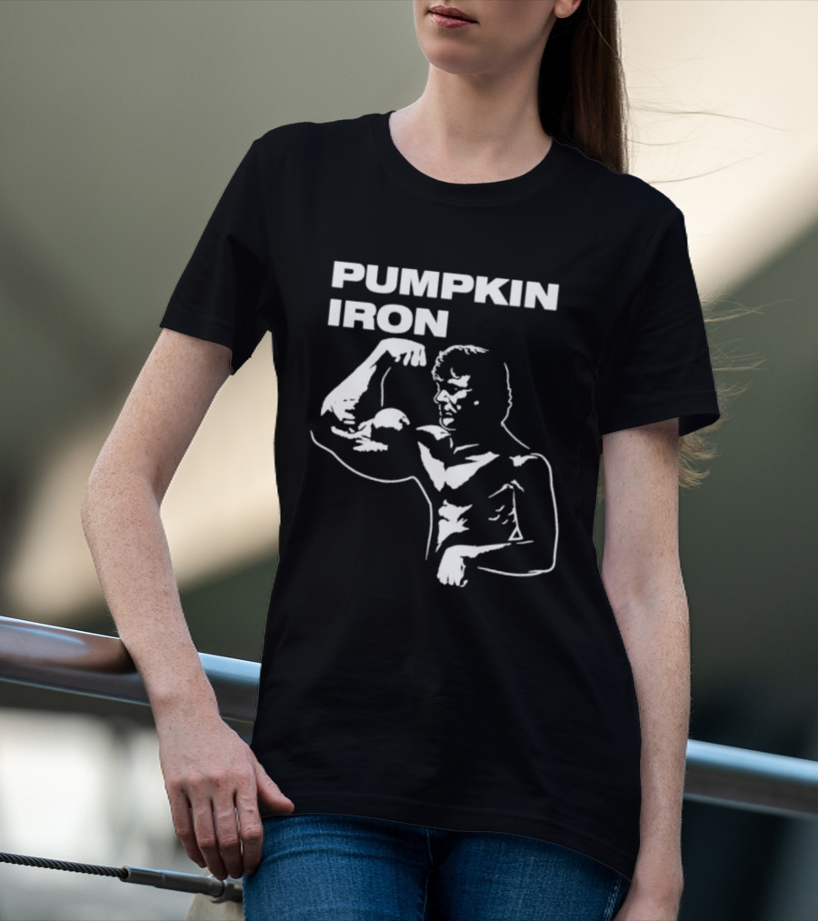 Pumpkin Iron Bodybuilder Flexing Muscles T-Shirt