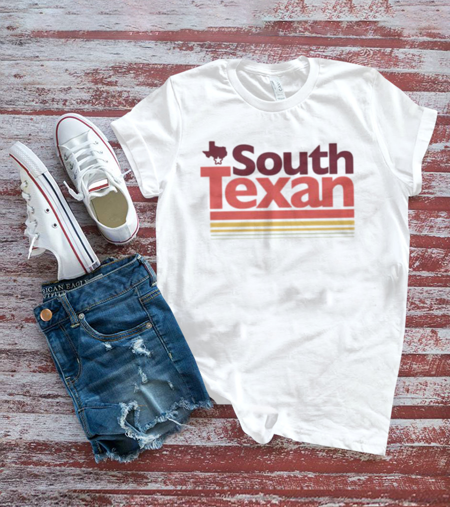 South Texan Retro Style With Texas Map Icon And Striped Accents T-Shirt