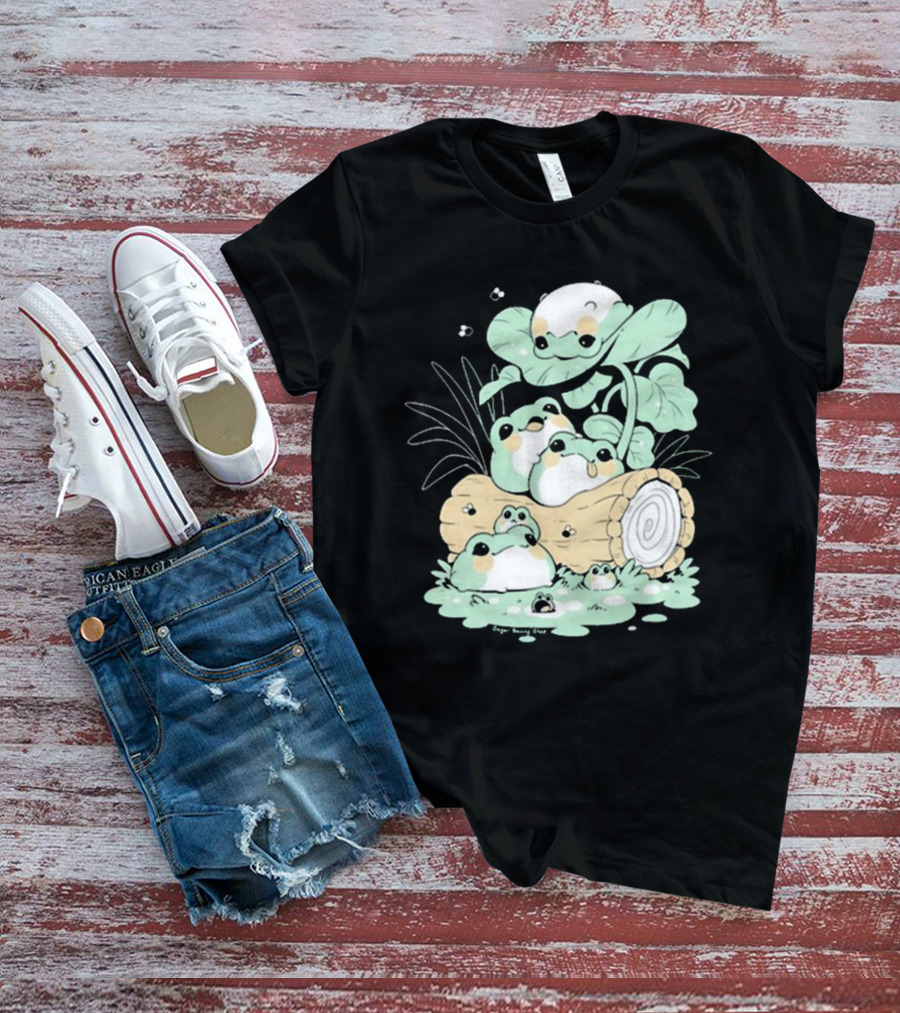 Sugar Bunny Shop Blob Frogs Log T-Shirt