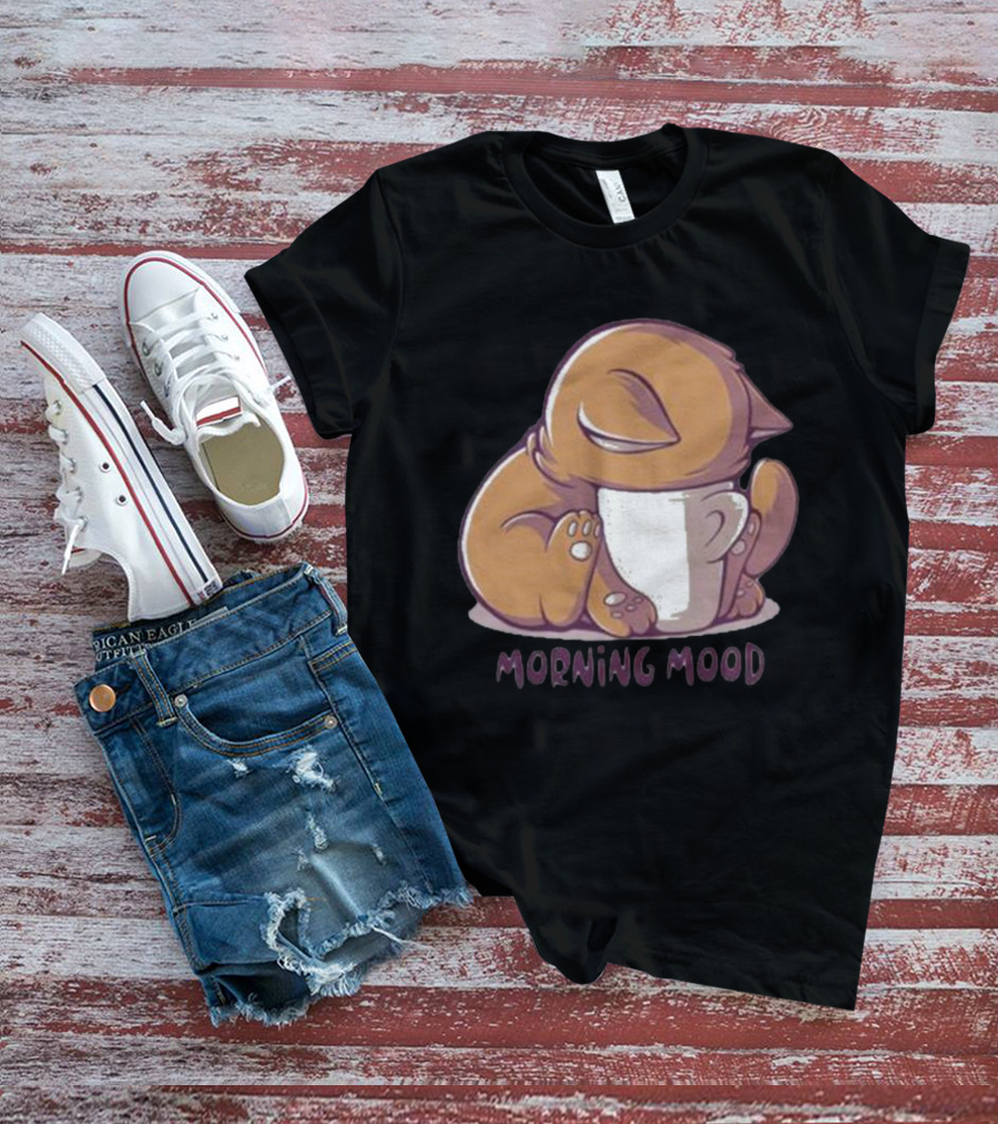 Morning Mood Cute Cat With Cup T-Shirt