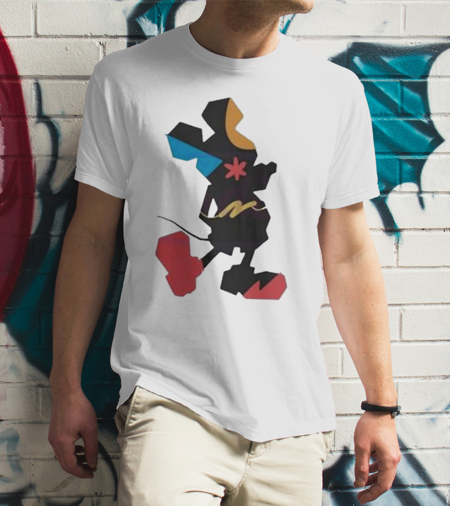 Disney World Funny Mickey Stands Abstract Colorful T-Shirt