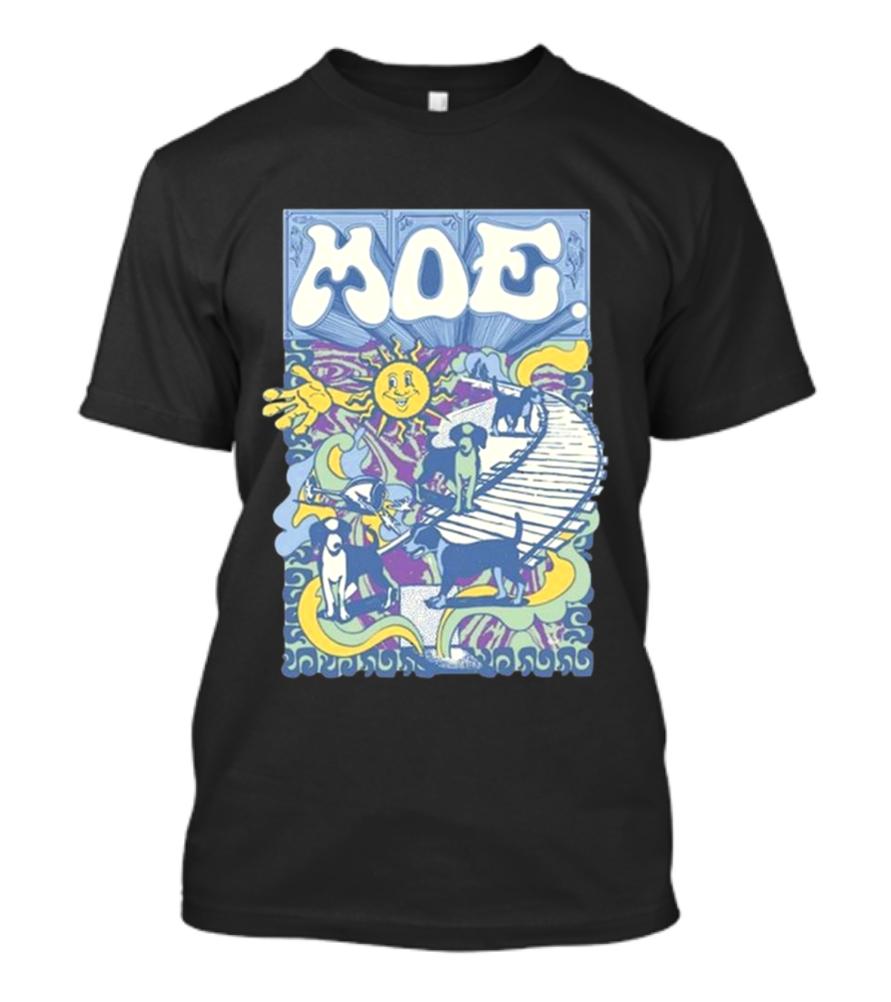 MOE 07.23.23 Indianapolis Show Retro Sun And Walking Characters T-Shirt