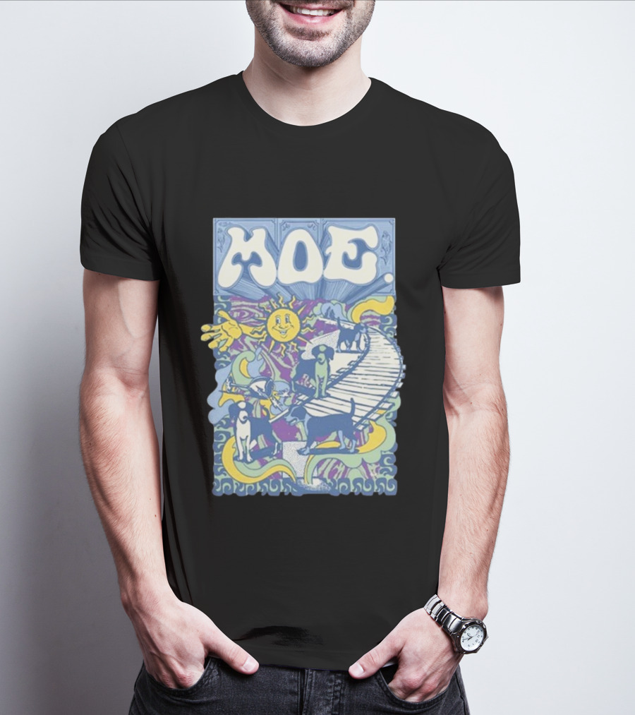 MOE 07.23.23 Indianapolis Show Retro Sun And Walking Characters T-Shirt