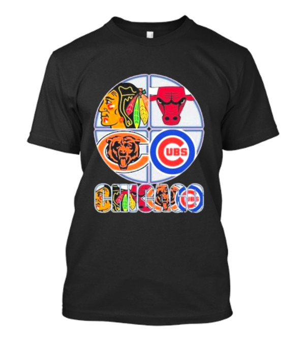 Chicago Sports Logos: Blackhawks, Bulls, Bears, Cubs Iconic T-Shirt