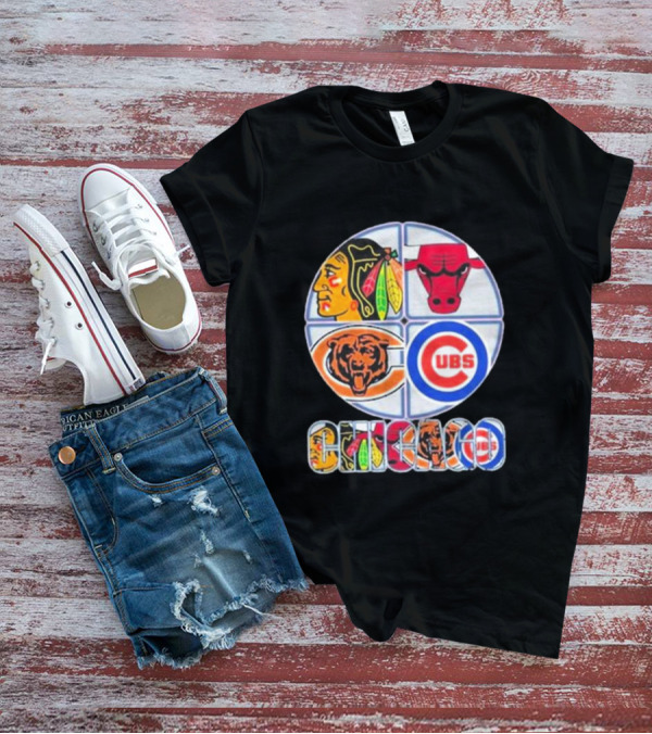 Chicago Sports Logos: Blackhawks, Bulls, Bears, Cubs Iconic T-Shirt